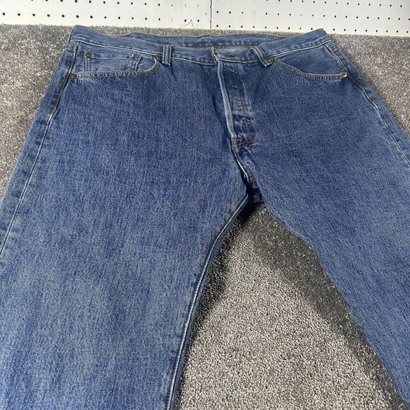 Levis 501 Jeans 38x34 Medium Wash Straight Leg Button Fly Cotton - Picture 2 of 16